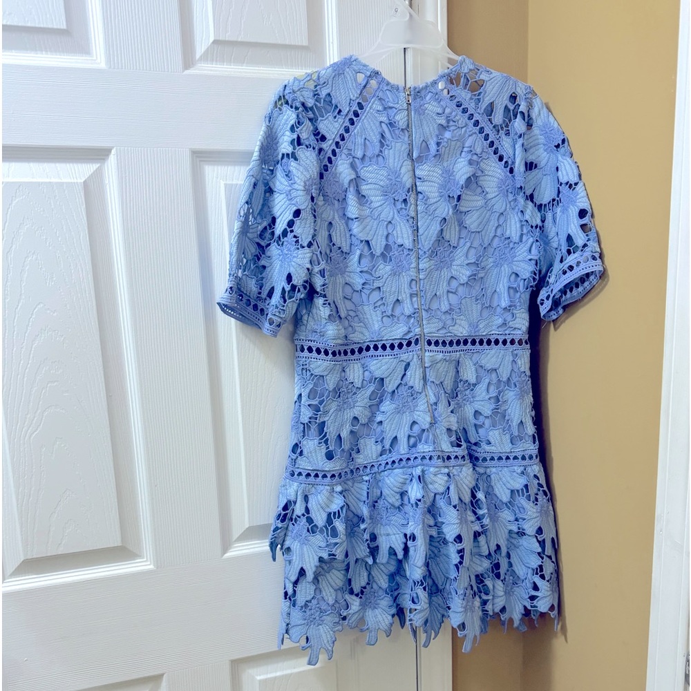 From VICI Collection. Blue lace 3/4 sleeve dress